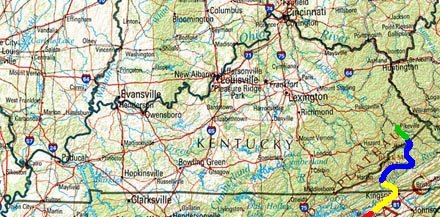 KY trip map.