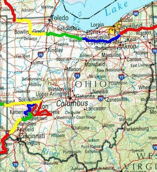 Ohio trip map.